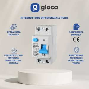 Gloca สวิตช์เฟืองท้าย Jxl1 2P 30Ma 16A 250V ราง DIN ตัวป้องกันความปลอดภัยทางไฟฟ้า - Product Image 2