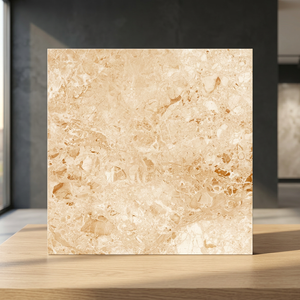 Glamour Beige Glazed Vitrified Porcelain Floor Tiles 600x600mm Polished Marble Look for Apartments - Product Image 5