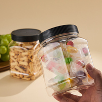 Pot alimentaire vide en PET de 920 ml avec logo personnalisé, calibre 89, à large ouverture, carré, en plastique, avec couvercle à vis noir, pour la conservation des aliments faits maison et les cadeaux
