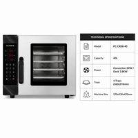 Four à convection à air chaud Commercial Electric à 4 niveaux et 4 plateaux, 40L, en acier inoxydable, pour boulangerie, température réglable, fonction vapeur