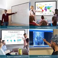 Tableau blanc interactif intelligent 4K 120Hz de 65/75/85/86/98/110 pouces avec fonction de projection pour les salles de conférence scolaires, tactile 20 points