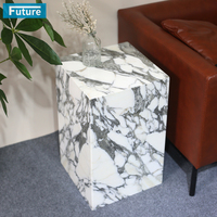 Table d'appoint en marbre blanc Arabescato 100% naturel, forme cube, style moderne, pour salle à manger, appartement, villa, hôtel, salon