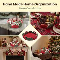 Panier de rangement de Noël moderne pour bureau, fait main en corde de papier naturelle tressée avec poignées, écologique pour les fêtes et le salon