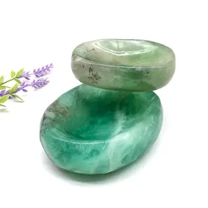 Bán Buôn Bát Pha Lê Tự Nhiên Màu Xanh Lá Cây Fluorite Khắc Bát Để Trang Trí