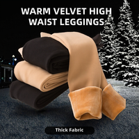 Leggings en velours chauds et épais pour femme TWCS, taille haute, extensibles, style décontracté, respirants, tricotés, mi-mollet, couleur unie avec lettres
