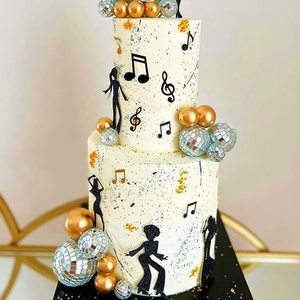 Lot de 19 figurines de danse disco à thème, décorations de gâteau avec notes musicales, en mousse EVA sphérique - Product Image 3