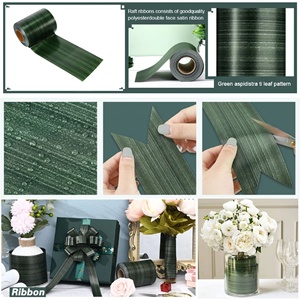 ริบบิ้นผ้าซาตินลายดอกไม้ใบไม้คู่สีเขียวเข้ม4นิ้ว50หลาริบบิ้นผ้าซาตินโพลีเอสเตอร์สำหรับกิจกรรมกลางแจ้งริบบิ้น <span class=keywords><strong>Aspidistra</strong></span> กันน้ำสำหรับร้านดอกไม้ - Product Image 6