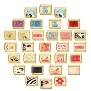 Bracciale a <span class=keywords><strong>Charm</strong></span> Componibile Italiano di Alta Qualità in Acciaio Inossidabile Placcato Oro Moduli per Catena Bracciale e Collana Fai da Te - Product Image 2