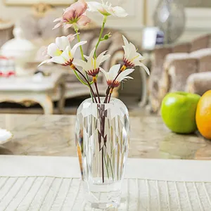 北欧のホットセール人工の高品質の白いガラス植物の花瓶デコK9クリスタルシリンダー花瓶家の結婚式の装飾