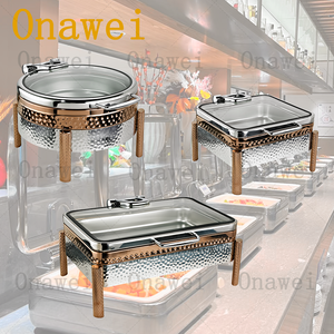 Onawei Rose Gold Restaurant Hotel <strong>Chafing</strong> <strong>Dishes</strong> Party Wedding Chefing <strong>Dish</strong> Catering Buffet Hanging Food Warmer Chaving <strong>Dish</strong> - Product Image 3