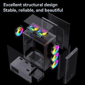 SNOWMAN CS017 ATX Boîtier <span class=keywords><strong>de</strong></span> jeu PC mi-tour Panneau supérieur perforé à haut débit d'air Panneaux latéraux en verre trempé Support <span class=keywords><strong>de</strong></span> <span class=keywords><strong>radiateur</strong></span> 360mm - Product Image 4