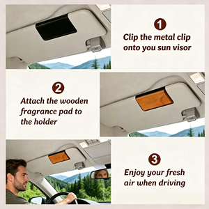 Custom Laser Logo Walnut Wood <strong>Car</strong> Air Freshener Magnetic Visor Scent Clip with Three Scent <strong>Refills</strong> in Gift Box for Men - Product Image 6