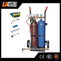 Chariot de soudage et de découpe portable Uweld conçu pour transporter facilement des bouteilles d'oxygène et d'acétylène