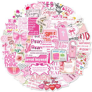50 pegatinas bonitas de <span class=keywords><strong>frases</strong></span> bíblicas rosas para decoración de teléfonos y botellas, estilo VSCO, con citas de Jesús - Product Image 2