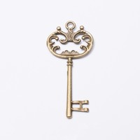 Pendentif Clé Squelette Décorée en Alliage, Couronne et Nœud, pour Porte-Cartes d'Invité de Mariage