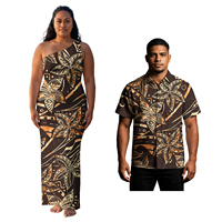 Ensembles de chemises Aloha pour couples, Puletasi polynésien pour hommes, robes Puletasi à épaules tombantes pour femmes samoanes, tenues tribales insulaires pour couples