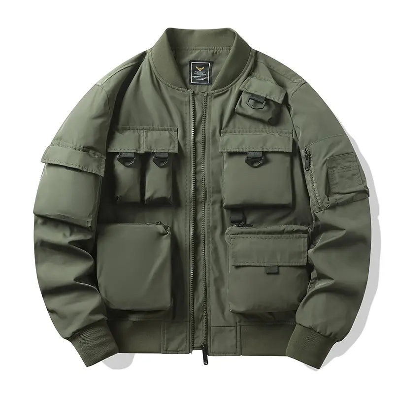 Spring Fashion Pilot Jacket Men's Retro Multi Pocket Work Suit Coat Functional Three Defense Charge Coat