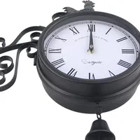 Jam Taman Dekoratif Dua Sisi untuk Luar Ruangan, Jam Dinding Desain Vintage dengan Lonceng Ayam