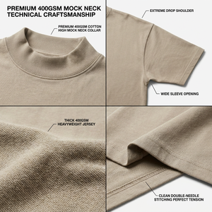 T-shirt Oversize da Uomo di Alta Qualità 400 GSM, Pesante 500 GSM, 100% Cotone, Bianco Nero, Personalizzabile, Collo Alto, Vestibilità Ampia, T-shirt 400 GSM - Product Image 5