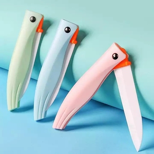 Tuyệt vời nhà máy bán buôn hộ gia đình xách tay kích thước nhỏ màu hồng sắc nét lưỡi gốm + PP gấp Pocket trái cây dao - Product Image 2