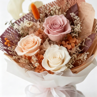 Buket Mawar Asli Awet Alami Buatan Tangan Tahan Lama 3-5 Tahun Hadiah untuk Hari Ibu Dekorasi Liburan Natal