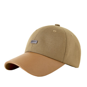 Casquette de baseball unisexe en toile marron avec logo color-block, protection solaire, respirante, séchage rapide, style bec de canard - Product Image 1