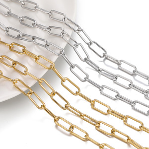 Stainless Steel Oval <b>Chain</b> 1.6x7x17mm For DIY Necklace Jewelry Accessories Wholesale Gold Steel Color <b>Cross</b> Pattern Unisex - Product Image 4