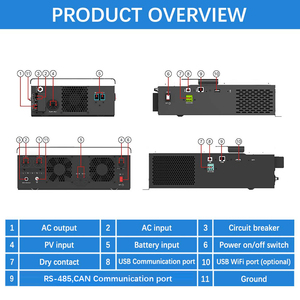 Pbp 12V/24V tần số thấp 110V 120V Split-phase VFD Off Grid lai chuyển đổi biến tần 3KW năng lượng mặt trời biến tần - Product Image 4
