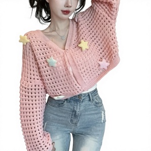 Top tricoté printemps-automne avec décoration étoile 3D, cardigan de protection solaire - Product Image 1