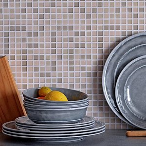 Juego de platos de melamina apilables de color gris de estilo moderno Juego de cuencos de melamina Juegos de vajilla de 12 piezas Melamina - Product Image 5