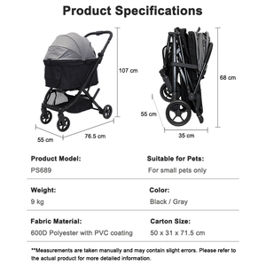 Carrito de Viaje para Mascotas con Ventana Transpirable Multidireccional, Carga de 25 kg, Plegable, de Lujo, para Perros y Gatos - Product Image 2