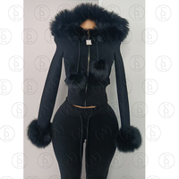 Survêtements personnalisés avec logo 2026, sweat à capuche pour femme avec fourrure, vêtements pour femme, ensemble 2 pièces, survêtements, vêtements de détente, ensembles de jogging pour femme