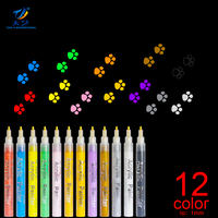 Marqueur de peinture acrylique 12 couleurs à base d'eau pour la garantie de sécurité de bricolage en céramique