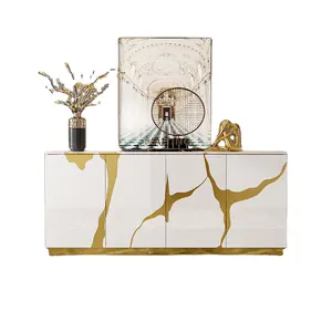 Итальянский входной шкаф для крыльца роскошный дизайн гостиной шкаф из нержавеющей стали с каркасом из дерева и золота консольный шкаф