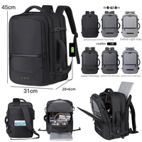 Sac à dos de voyage professionnel extensible en Oxford avec port de chargement USB et compartiment pour ordinateur portable pour homme, idéal pour les trajets quotidiens, le travail et l'école