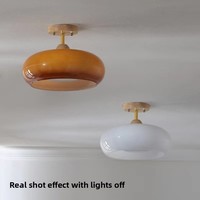 Plafonnier LED en verre orange de style moderne du milieu du siècle, base en laiton massif, E27, CRI 95 élevé, pour couloir, chambre, cuisine, 36W