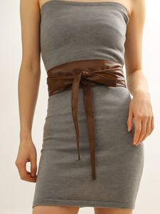 النساء نمط أوبي ، جلد صناعي ناعم ، التفاف واسع Bowknot ، حزام خصر للسيدات - Product Image 4