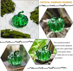 Mini Crystal Pumpkin Collectible Figurines Glass Pumpkin Paperweight Tabletop Decorative Ornament For Fall Harvest Halloween
