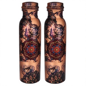 Botella de agua de cobre impresa en arte de lujo de cobre antiguo para/niños/hogar/oficina y Yoga - Product Image 1