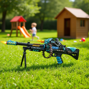 Mi Casita Toy Gun R9027-293 Blue Green Plastic Electric Sound Light 360 Rotating Barrel Telescopic For Kids 8-13 Years - Product Image 2