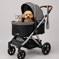 Poussette pour chien robuste 2026, capacité 40 kg, pliage à un bouton, en alliage d'aluminium, transport portable pour animaux de compagnie