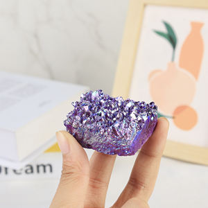 Échantillon minéral de quartz aura arc-en-ciel électroplaqué à pointes de cristal courtes, pour la guérison Reiki et la décoration intérieure, vente en gros - Product Image 4