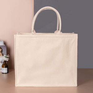 Bolsa de Yute de Color Sólido para Pintar, Bolsa de Compras Reutilizable de Algodón Ecológica, Venta al Por Mayor - Product Image 4