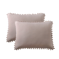 Housse de coussin carrée de luxe avec pompons mignons, 100% polyester, douce et agréable pour la peau, pour la décoration de la maison et des chambres d'hôtel