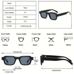 Gafas de Sol Cuadradas Retro de Moda 2025 con Logotipo Personalizado, Montura Pequeña, Estilo Punk, Protección UV400 para Hombre y Mujer - Product Image 5