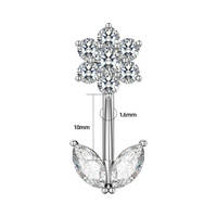 Lot de 10 Piercings de Nombril en Acier Inoxydable 14G pour Femme, avec Fleur Mignonne et Zircon Cubique, pour Daith et Piercings de Nombril