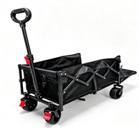 Chariot de camping pliable et réglable à ouverture arrière 515, roues larges de 5 pouces, capacité de 150 kg, tout-terrain, en tissu Oxford et structure en acier