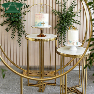 Muebles para fiestas, pedestal de acero inoxidable dorado para postres, para decoración navideña - Product Image 2