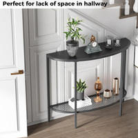 Table console à cadre en métal pour couloir Table console à 2 niveaux en bois noir de style scandinave moderne