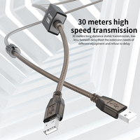 Cable Repetidor USB 2.0 Activo DFX de 15m, Cable de Datos Premium de Cobre Estañado Tipo A Macho a Macho para Conexión a Máquinas Host